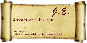 Javorszki Eszter névjegykártya